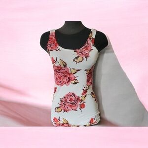 Floral Sleeveless Top - Red and Yellow